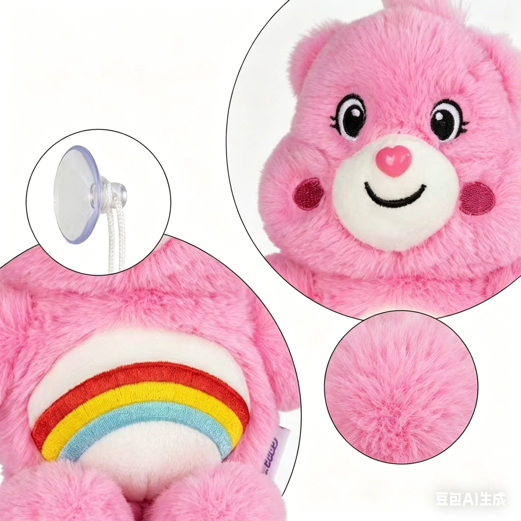 Adorable Care Bears Plush Suction Cup Ornament - Cute Hanging Decoration