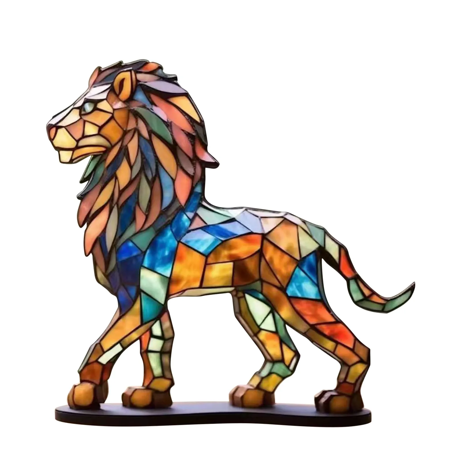 

Metal Lion Shape Desktop Ornament Colorful Wild Animal Statue Miniatures Creative Home Decoration Furniture Office Table Decor