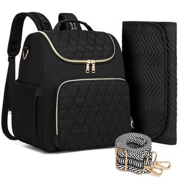 Zaino porta pannolini 4 in 1 pieghevole, impermeabile, borsa da viaggio per neonati, zaino porta pannolini con fasciatoio, borsa da viaggio porta pannolini per mamma