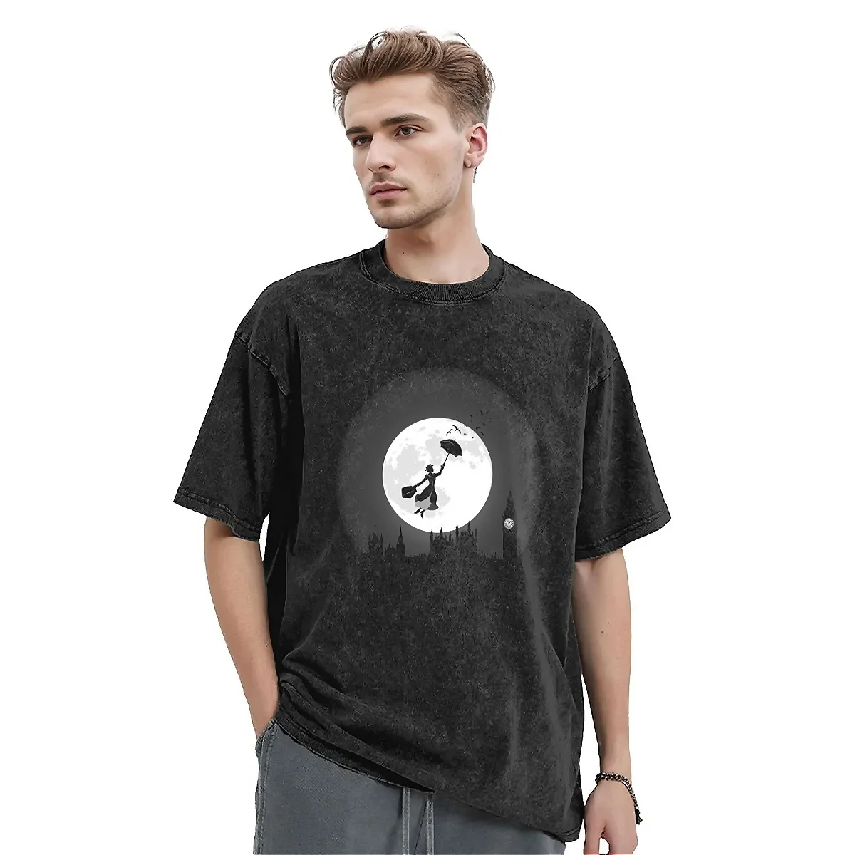 T-Shirt Oversize Lavata Mary Poppin T-Shirt In Cotone Full Moon London Rounds Fairy Coming Summer Trendy Cool Tshirt Per Unisex