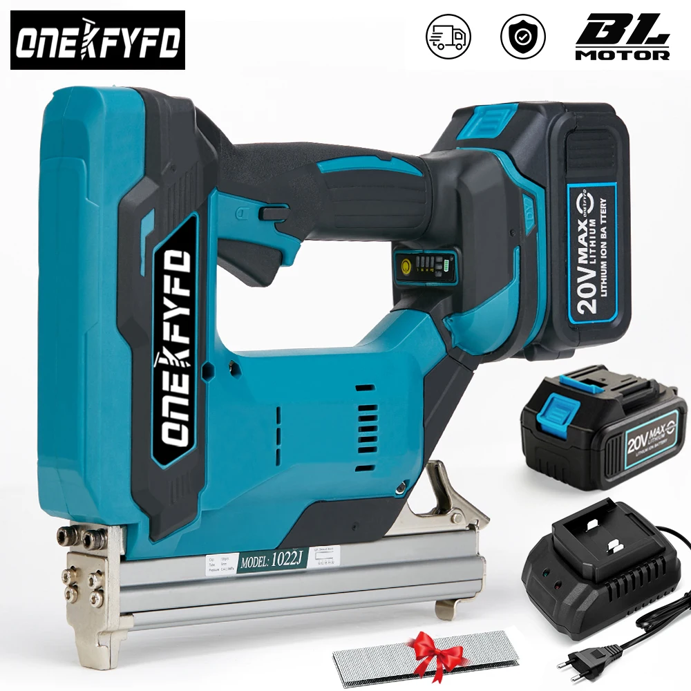 

Brushless 1022J U Staples Electric Lithium Battery Rechargeable Nail Gun Stapler Nailer Woodworking Tool For Makita 18V Battery