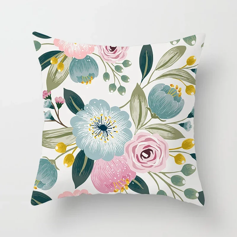 Flower pattern pillow sleeve old -fashioned watercolor and birds covering home sofa office decorative pillow case pillow case