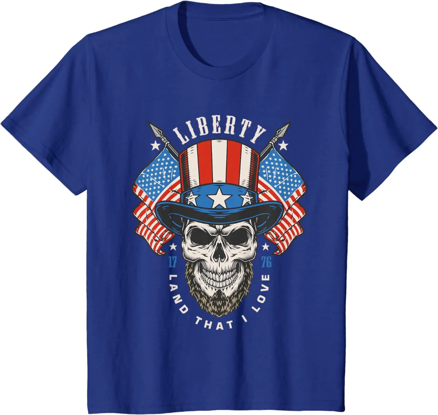 

2024 New Arrival Independence Day 4th July USA Flag America Liberty Skull T-Shirt For Unisex