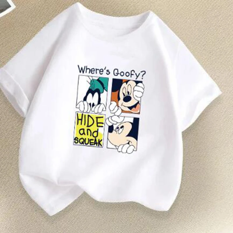 Boy Summer Clothes Short Sleeve Tshirts Girl Tee Cartoon Mickey Mouse Donald Duck Cotton Children Kid Toddler Outfit Pajama Tops