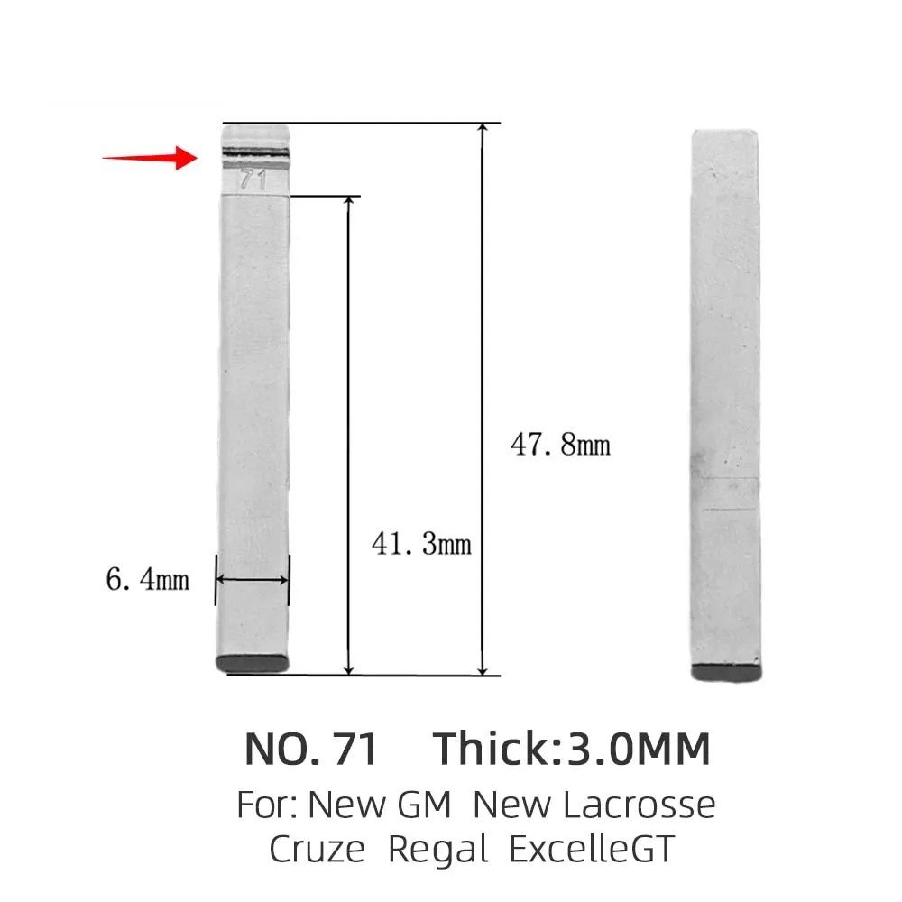 10pcs #71 Metal Uncut Blank Flip Remote Key Blade For GM New Lacrosse Cruze Regal Excelle GT