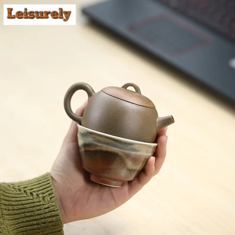 130ml Authentic Yixing Purple Clay Teapots Handmade Qin Quan Pot Raw Ore Section Mud Tea Infuser Kettle Zisha Tea Set Teacups
