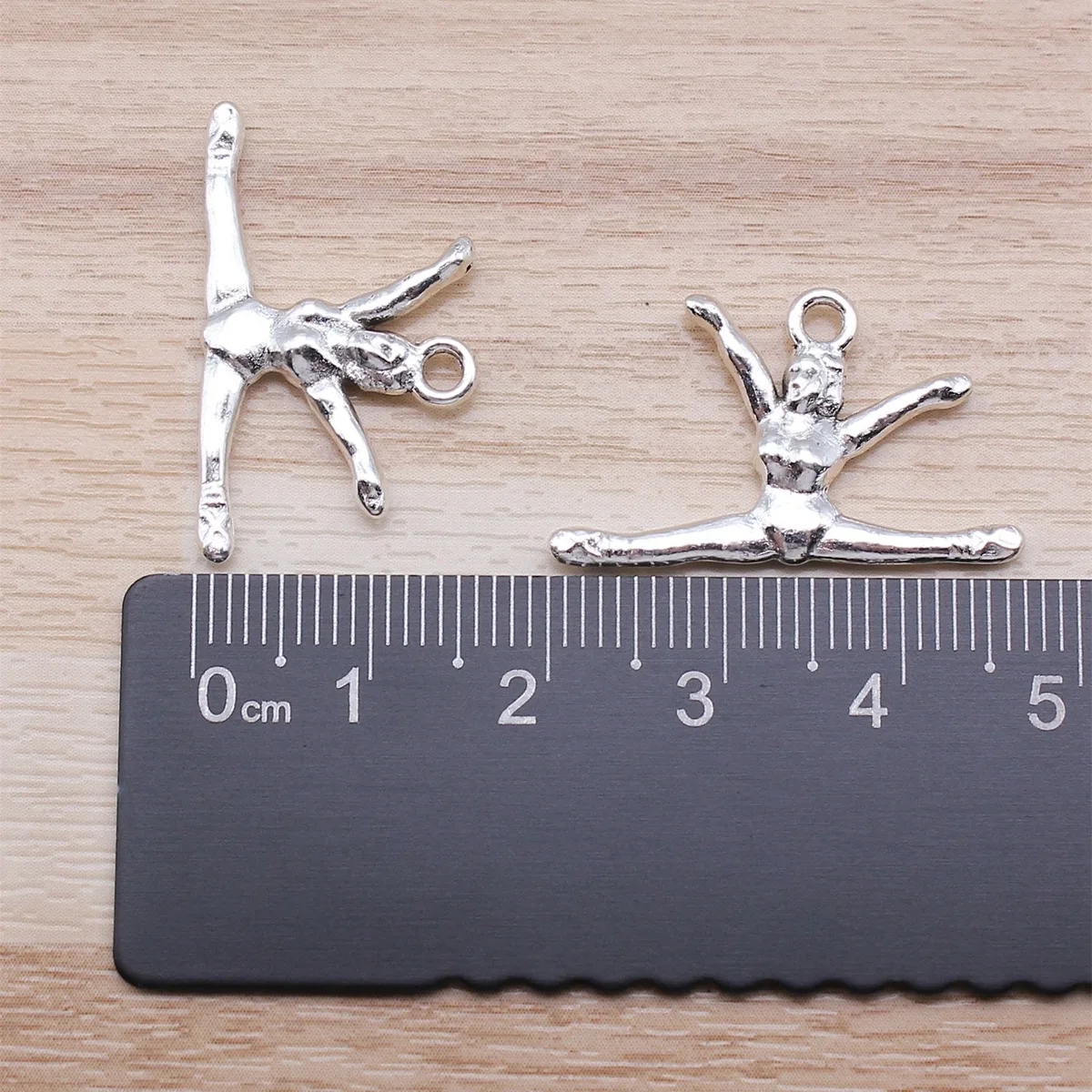 IFOCUS DIY 쥬얼리 제작용 체조 선수 참, 아연 합금, 22x6mm, 0.87x0.63inch, 로트당 10 개
