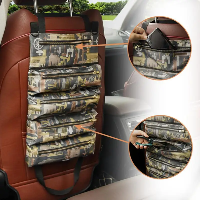 Tool Roll Bag Heavy-Duty Large Canvas Roll Up Tool Bag Organizer Multi Purpose Tool Organizer For Car Pliers Electrician Tools
