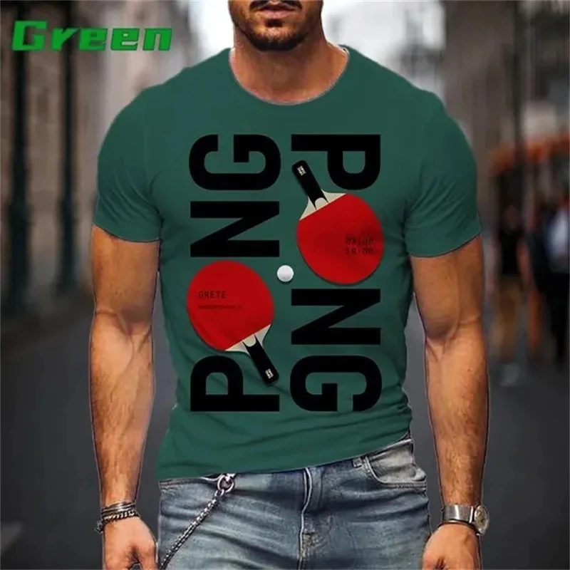 

New Funny Men's Ping Pong Sport T-shirts 3D Print Table Tennis Tee Tops Fashion Casual Short-sleeve t Shirt Oversized Streetwear