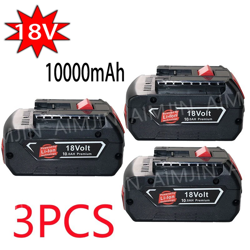 

3PSC 18V Battery For Bosch GBA 18V 10.0Ah Lithium BAT609 BAT610G BAT618 BAT618G 17618-01 BAT619G BAT622 SKC181-202L