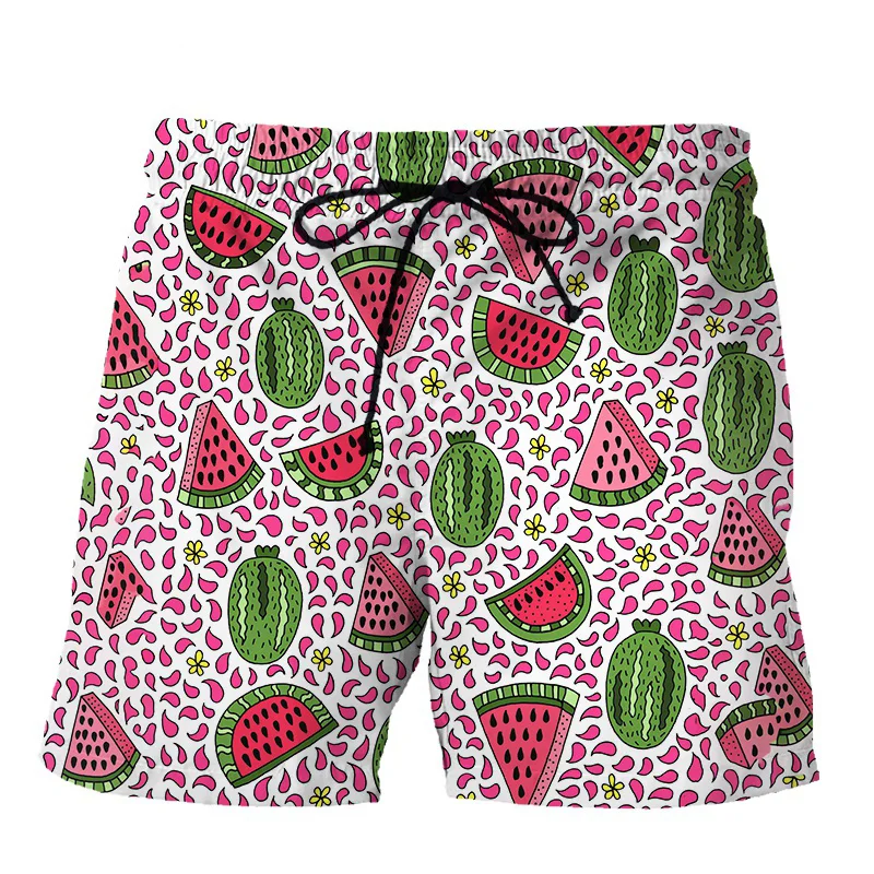 

Fashion Watermelon Beach Shorts Men Cool Hawaiian Vacation Swim Trunks 3D Printing Fruit Short Pants Summer Surf Board Shorts