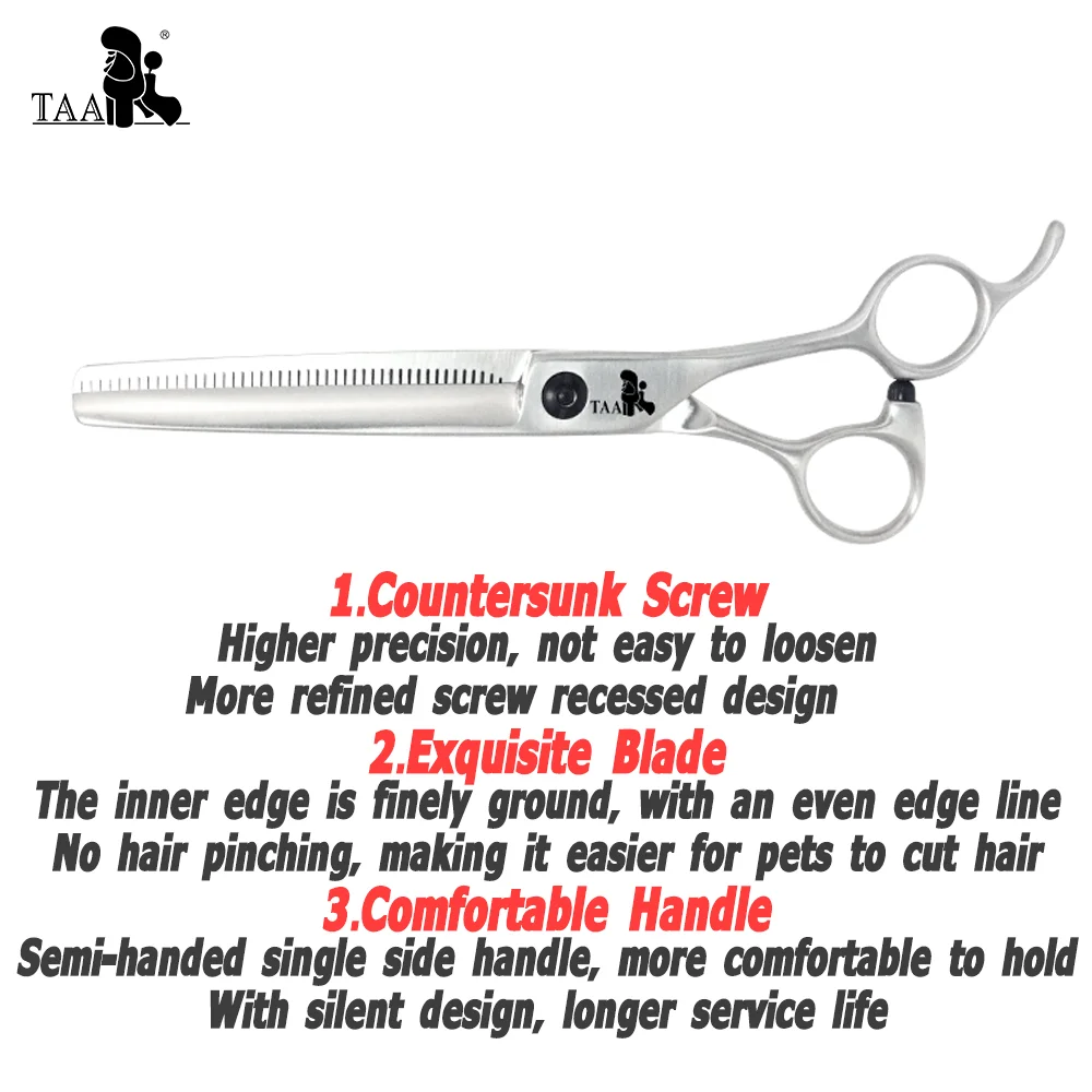 TAA Pet Scissors Professional Grooming Scissors Serrated for Dog Grooming Shears Alloy Steel Pet Thinning Shears K-7048