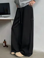 ey Deconstructed Spor Men's Sweatpants Casual Loose Wide Leg Long Trousers American Street Sle Autumn Winter Heavyweight