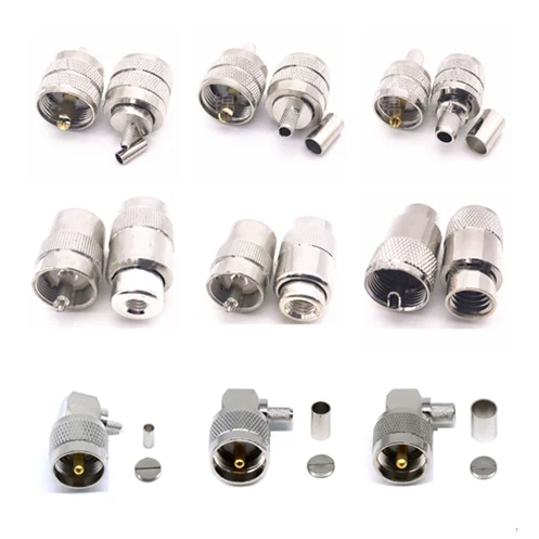 

1pcs Connector SO239 PL259 UHF Male Plug Crimp RG316/RG58/5DFB/LMR400 Cable RF Coaxial adApter Right Angle Elbow Connectors