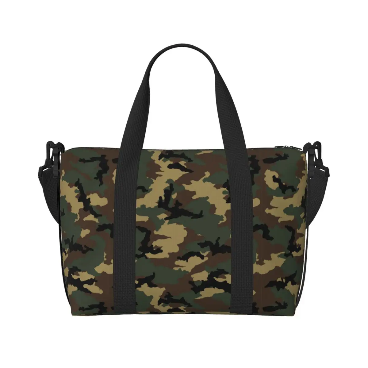 Original Woodland Camo Beach Tote Bag for Women Military Army Camouflage Large Compartment Beach Gym Travel Bags