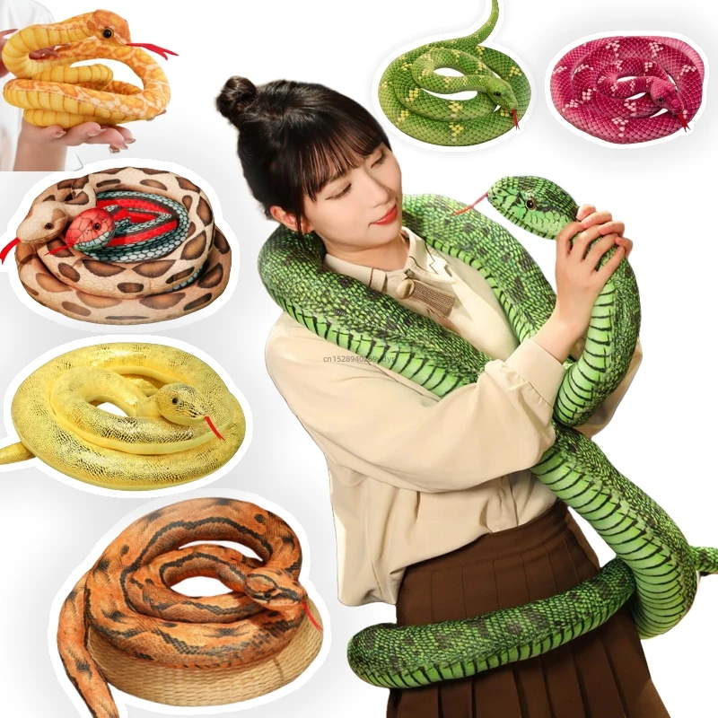 2025 Simulation Stuffed 300cm Real Life Snake Plush Toy Giant Boa Cobra Long Snake Doll Creative Decor Birthday Gifts For Boys_voghion.com