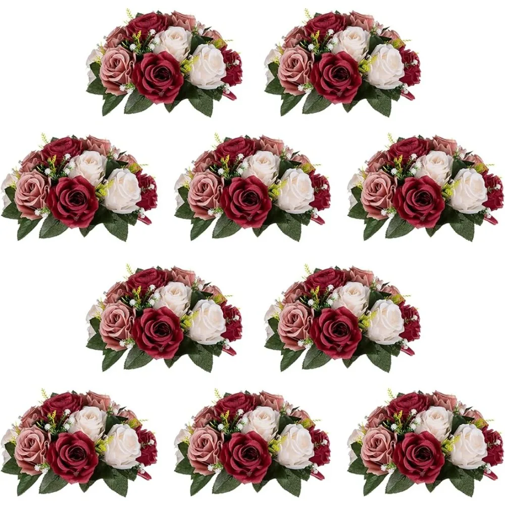 

10 шт. белые Искусственные цветы, розы, шарики, диаметром дюйма, искусственная Роза, композиция для свадебной вечеринки, украшение для стола, свадьбы