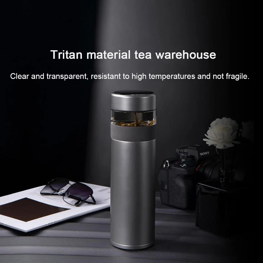 Funjia Pure Titanium Temperature Display Tea Separation Cup 520ML Capacity Portable Double-layer Thermos Cup 44℃ 6 Hours 3