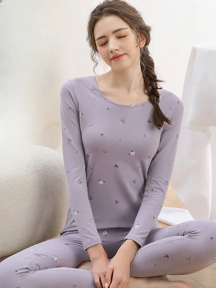 Women Autumn Winter New Thermal Underwear Sets Slim Fit Bottoming Tops Female Thick Warm Pants Ladies 2 Piece Sets H696