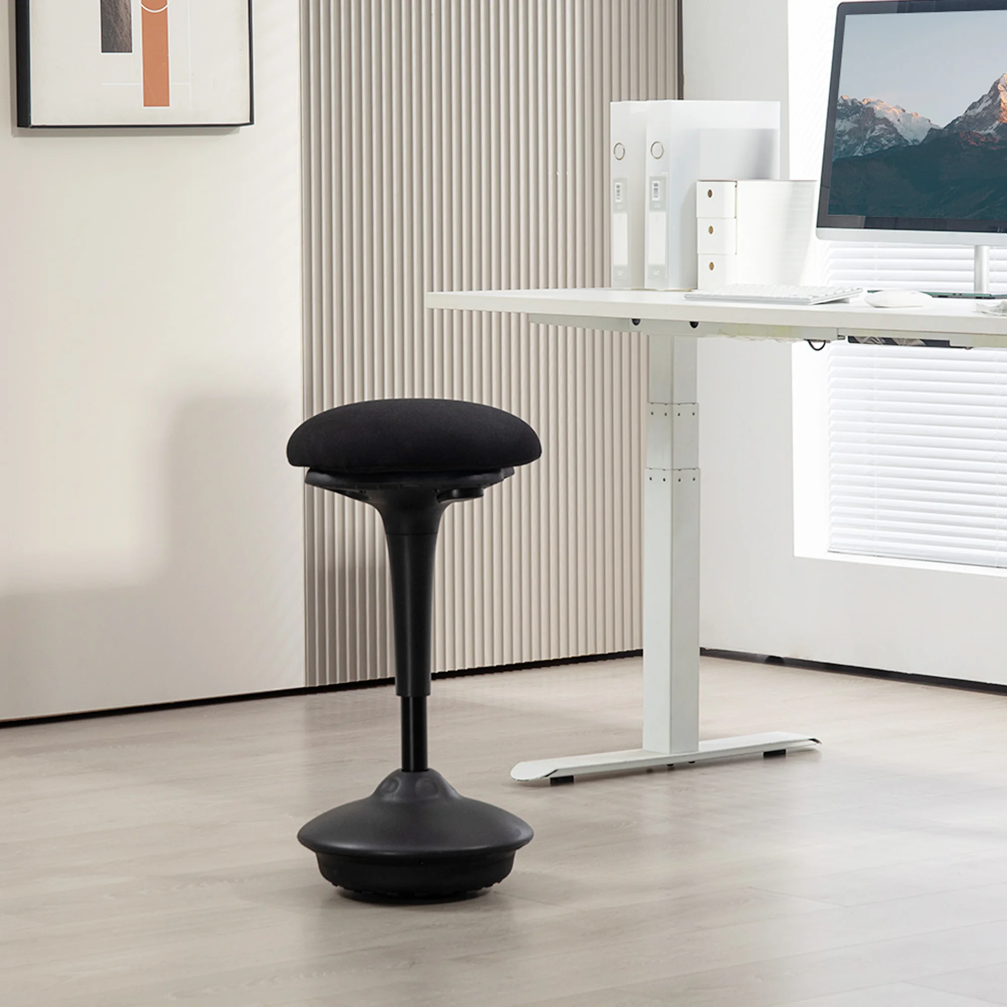Backless Wobble Chair, Adjustable Active Ergonomic Stool Chair, with Rocking Motion, Padded, Black 3