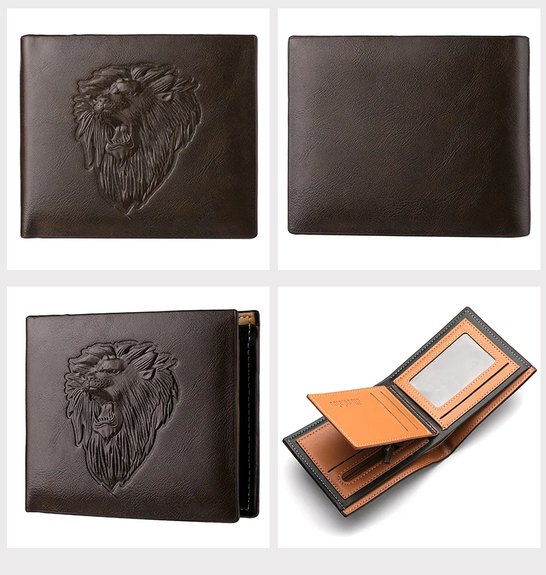 Wallet Men's Personalized Three-Fold 3D Embossed Wallet Multi-Card Credit Card Holder Zipper Coin Short Wallet Men