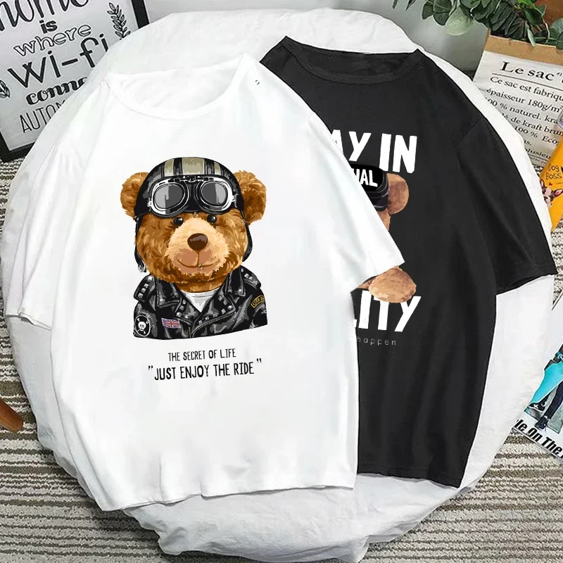 Teddybär T-shirt Coole Robotic Graphic Tops Haruku Cartoon Streetwear Frauen Männer Baumwolle Fashion T Roupas Mascuas_voghion.com