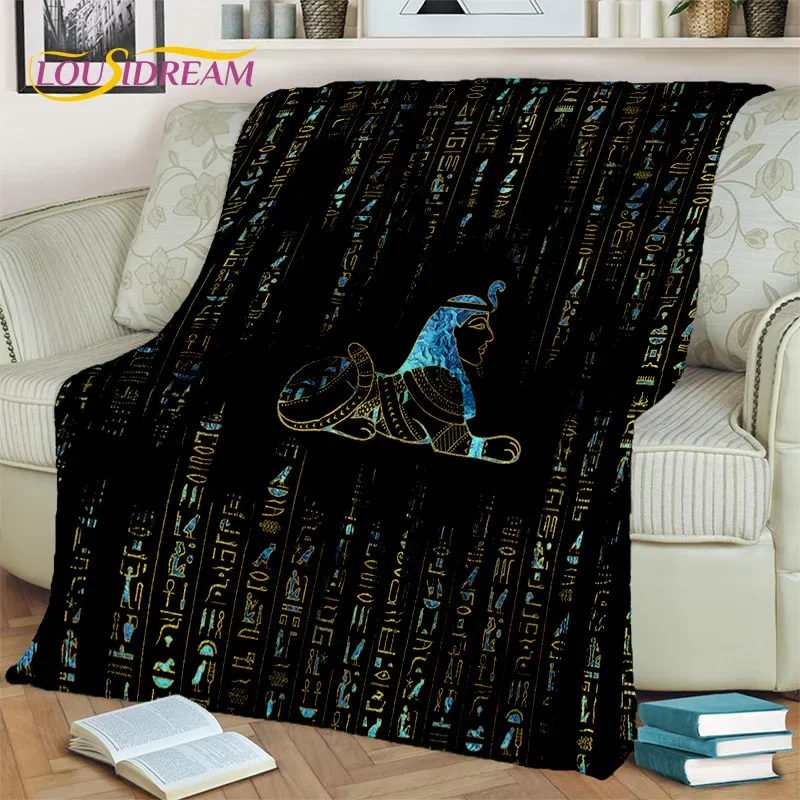 3D Egyptian Hieroglyphics Symbol Pharaoh Blanket,Soft Throw Blanket for Home Bedroom Bed Sofa Picnic Travel Office Cover Blanket 4