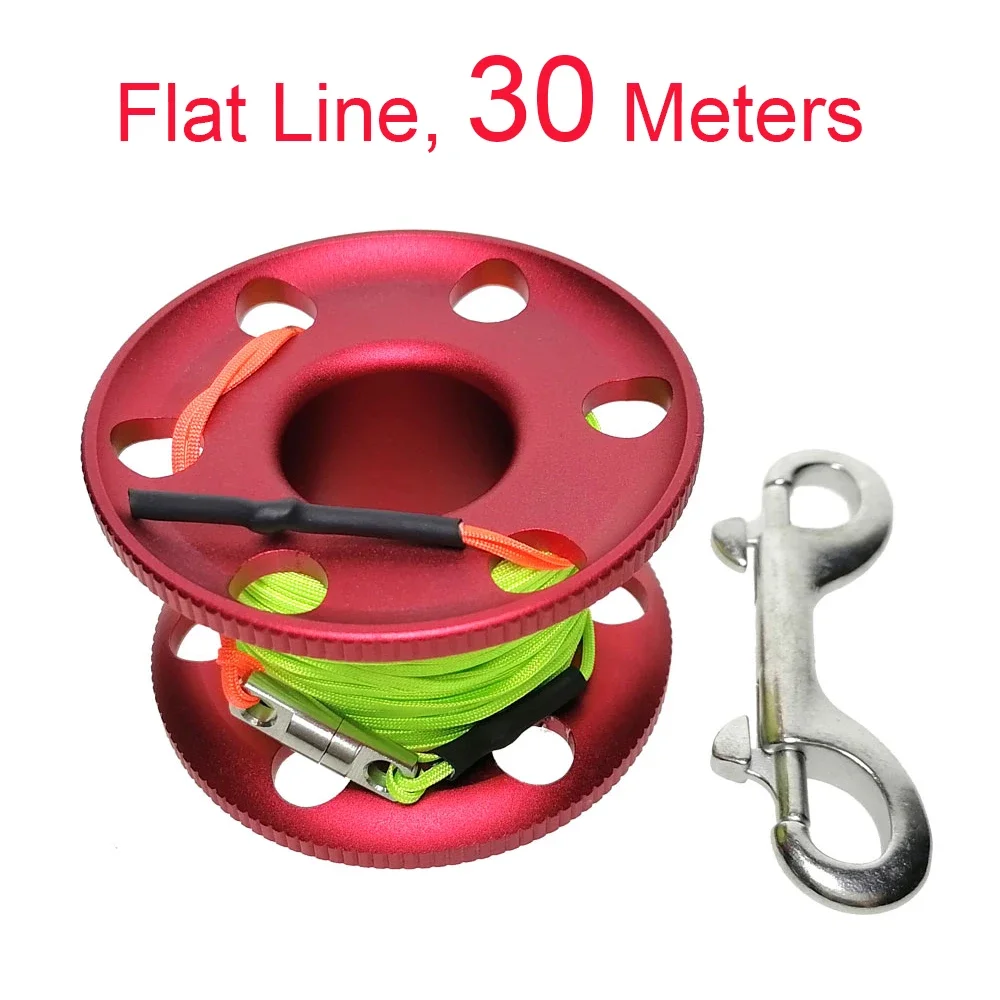 15/20/30/50 Line Aluminium Scuba Diving Finger Spool Reel with Stainless Steel Snap Bolt Clip Diving DIY Equipment 6