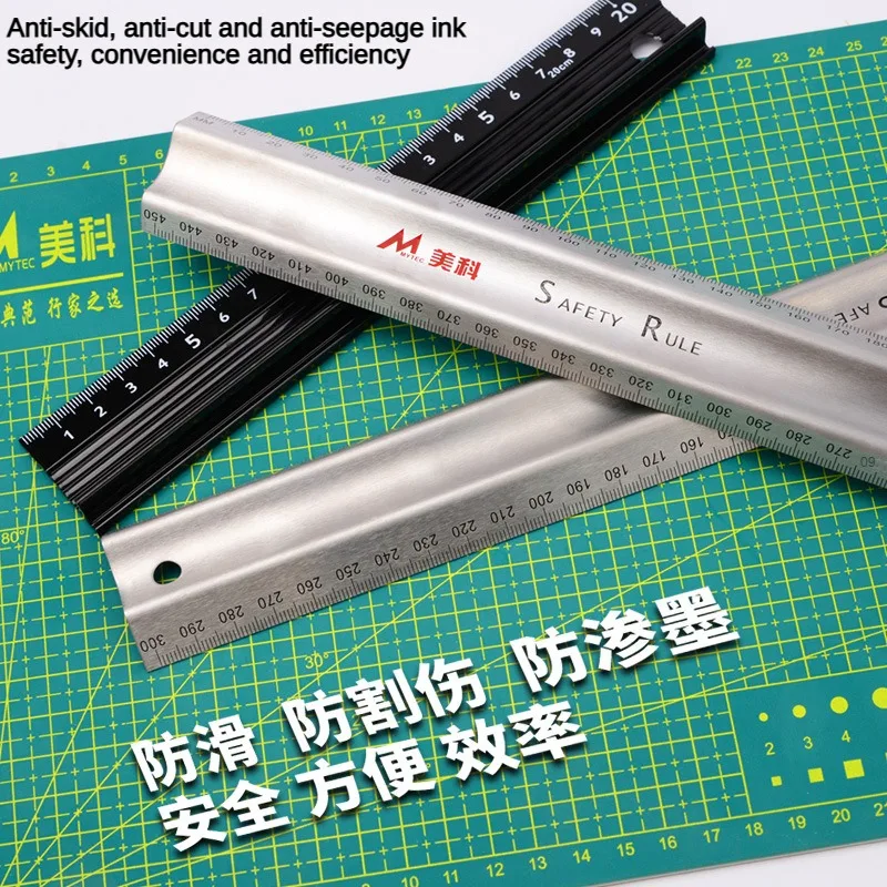 Multi-function Aluminum Alloy Hand Protective Non-slip Straight Ruler Wood Cutting Woodwork Stationery straight ruler metal ruler drawing ruler ruler set stainless steel ruler rotatable ruler folding ruler quilting ruler viewfinder ruler triangle ruler curve ruler cats paw ruler plastic ruler