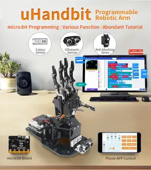 6 Dof Robotic Bionic Hand manipolator Palm con 5 Fingers Project per Microbit Robot Kit fai da te V2 programmabile Robot Starter Kit