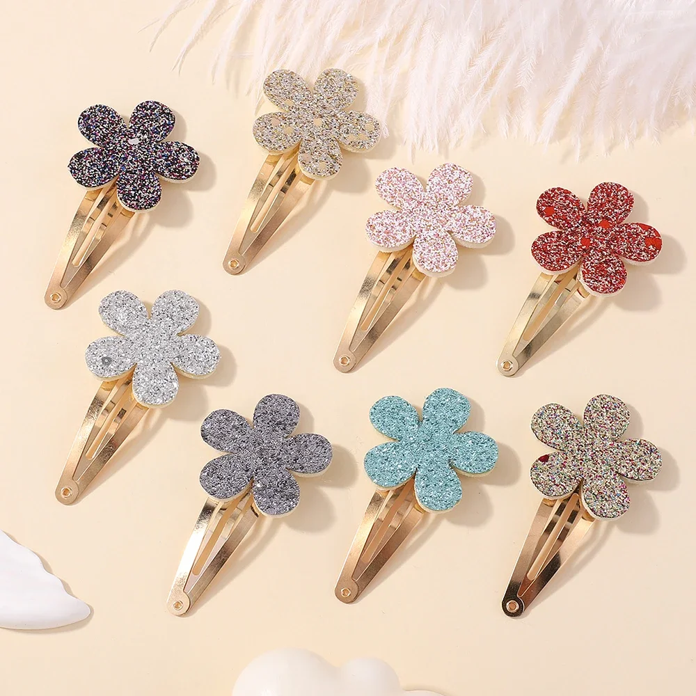 16Pcs Shiny Flower Rabbit BB Hair Clips for Cute Girls Handmade Hairpins Barrettes Headwear Fashion Kids Baby Hair Accessories 4