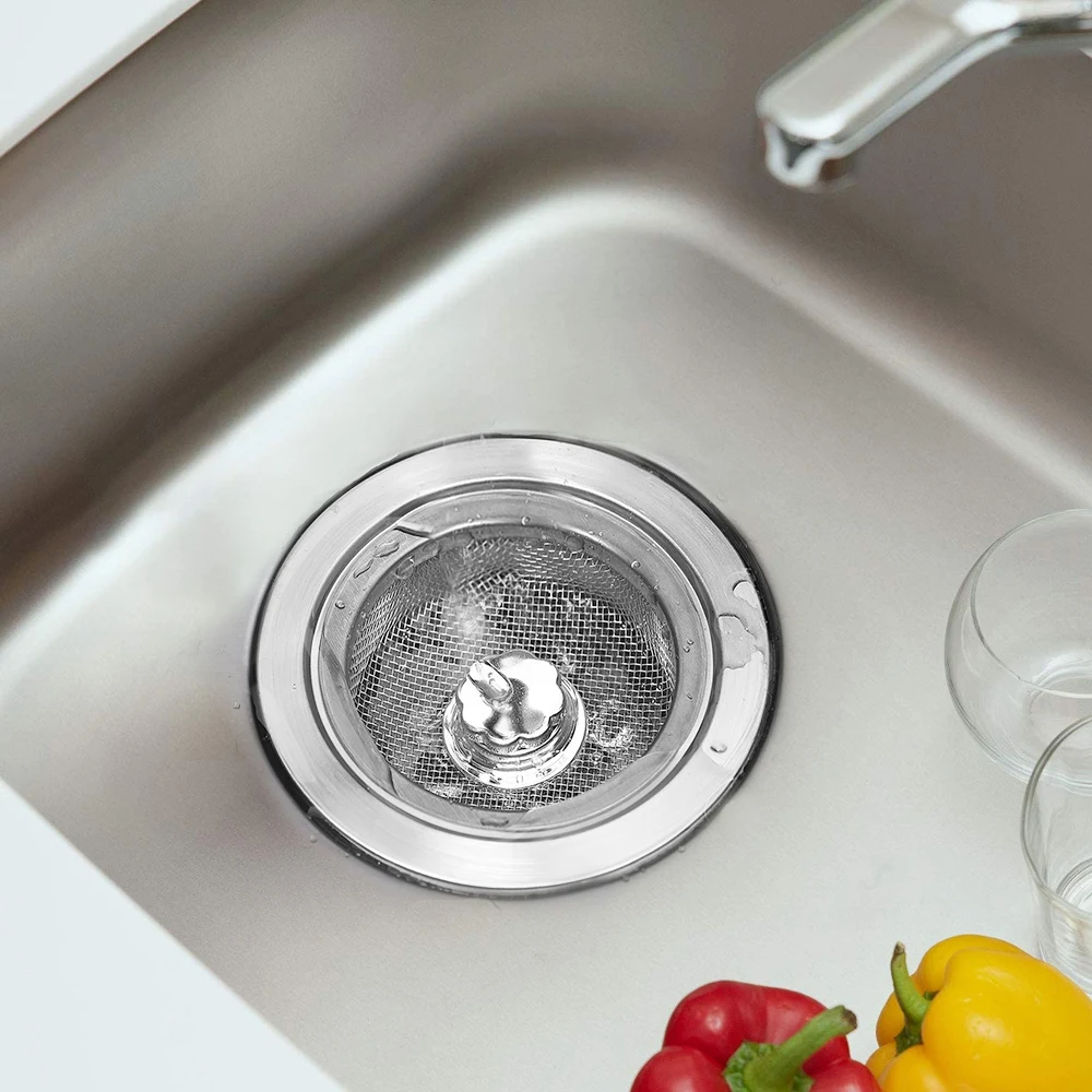 Kitchen Sink Sewer Strainer Basin Drain Stopper Stainless Steel Mesh Filter Waste Hole with Handle Stopper Basket Screen Hole sink filter kitchen sink filter sink strainer kitchen sink strainer