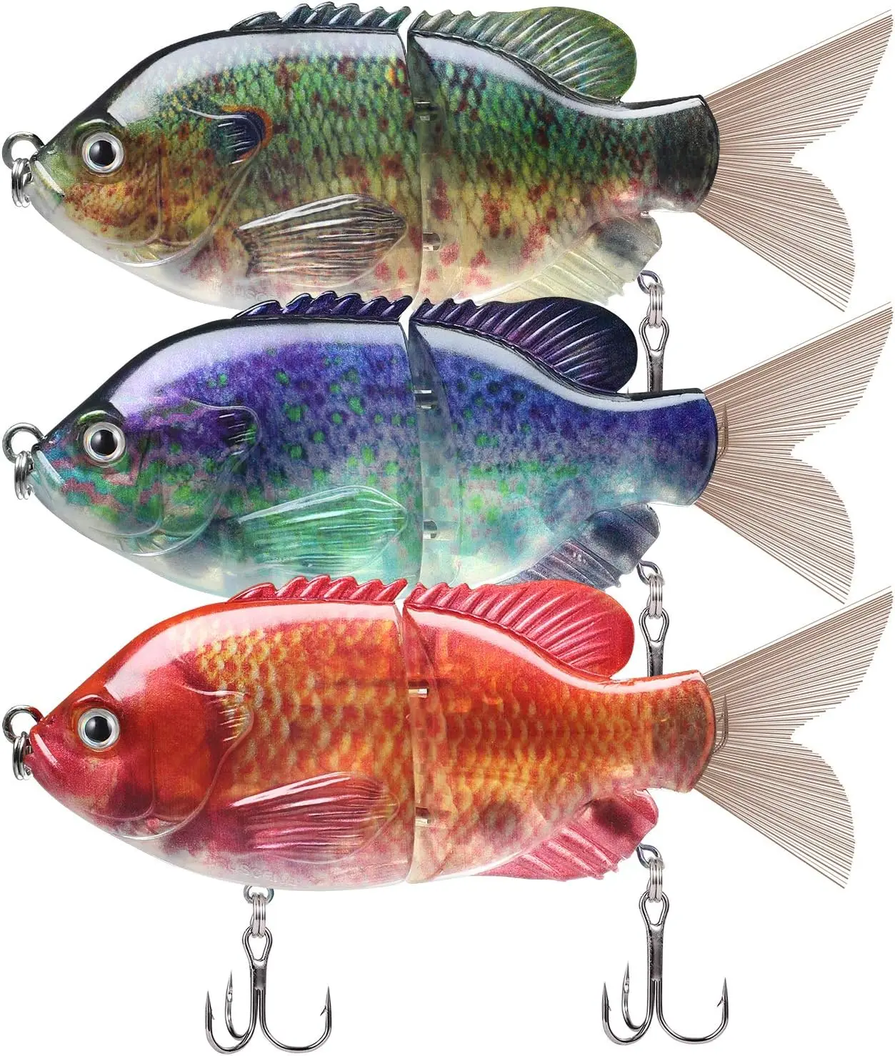 TRUSCEND 3Pcs Fishing Lures for Bass Trout Segmented Multi Jointed