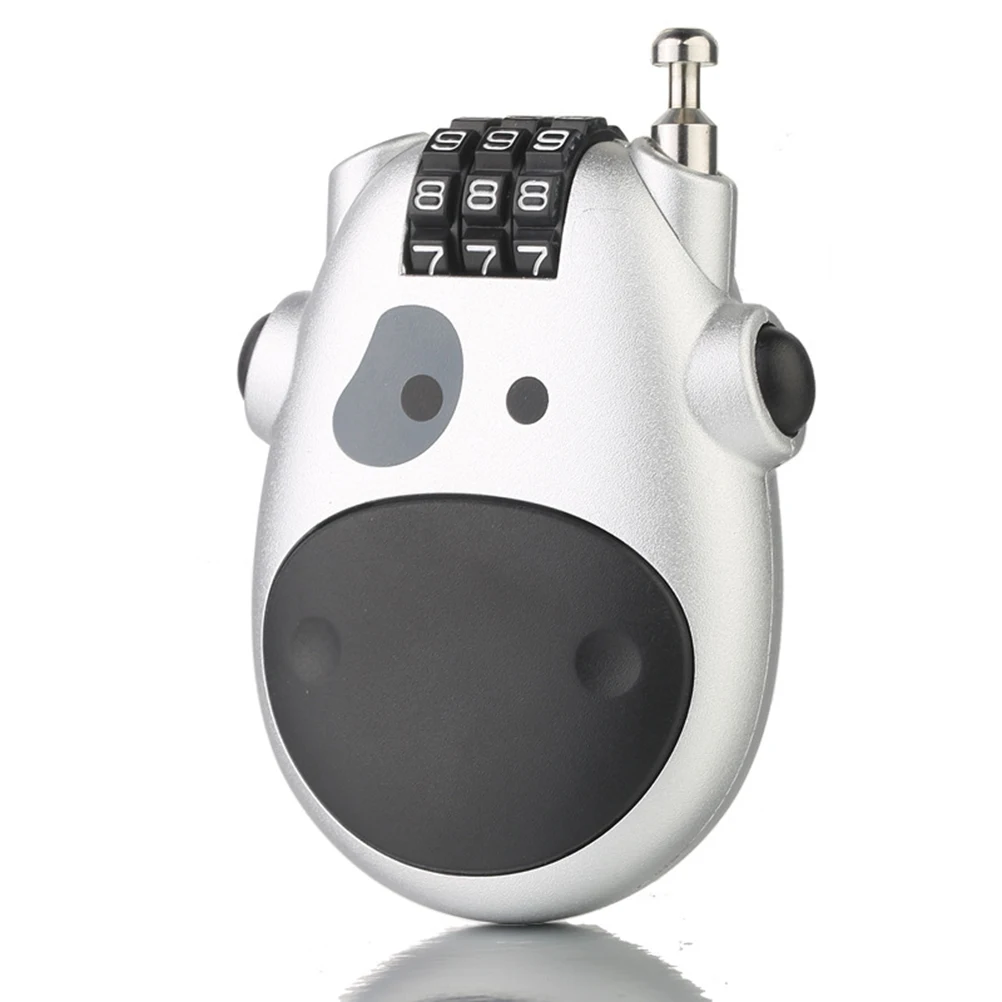 ล็อคสายเคเบิล ล็อคสายเคเบิล ล็อคจักรยานรูปวัวการ์ตูน ล็อคหมวกกันน็อค ล็อคกระเป๋าเดินทาง ล็อครถเลื่อน พร้อมสายเหล็กแบบยืดหดได้ ล็อคหมวกกันน็อค 1