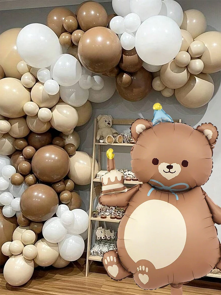 1pc/6pcs Matte Geburtstag Braunbär Retro Liebe Ballon Set Geeignet für Geburtstag Party Baby Taufe party Dekoration Lieferungen – Detail 4