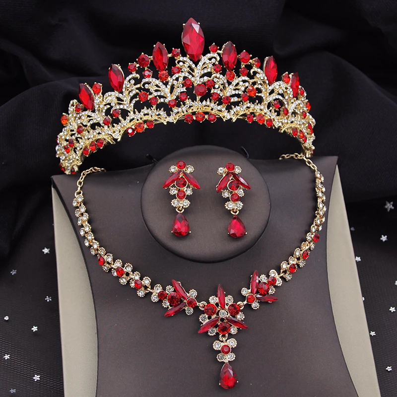 Luxury Crystal Bridal Jewelry Sets For Women Wedding Dress Tiaras Crown