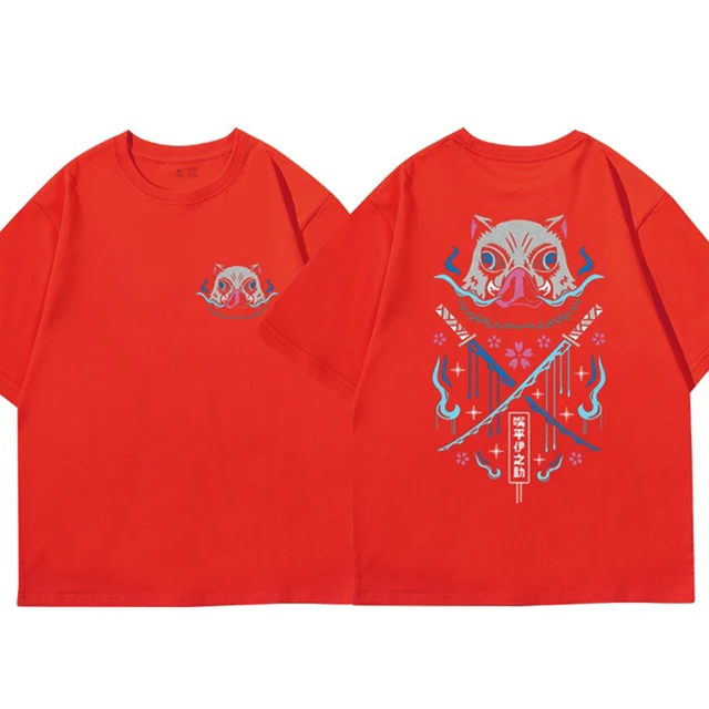 Anime Demon Slayer Tshirt Summer Cotton Short Sleeve Tee Shirt Japanese Anime T Shirt Beast Fitness Hashibira Inosuke Tops 3