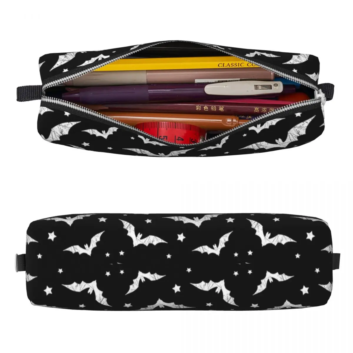 Cute Bat Halloween Gothic Pencil Cases Pencilcases Pen Box for Girls Boys Large Storage Bag School Supplies Gifts Stationery