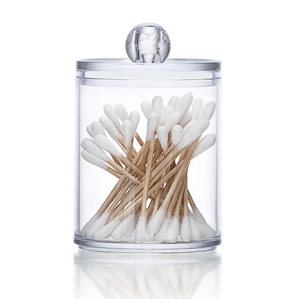 Clear Acrylic Makeup Pads Storage  Box with Lid Cotton Swab Jar Dispenser Cotton Ball Rounds Container Holder Bathroom Organizer 6
