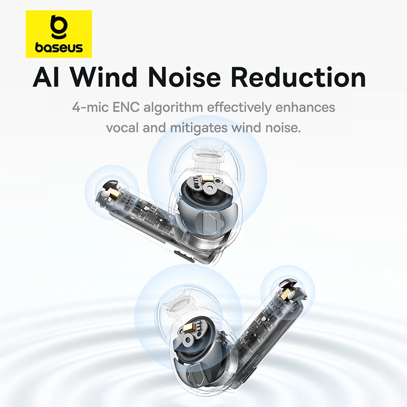 Wireless Earbuds Baseus Bowie M2s pro-52dB Active Noise Cancelling Bluetooth 5.4 Support 3D Spatial Audio 4-Mics ENC Earbuds
