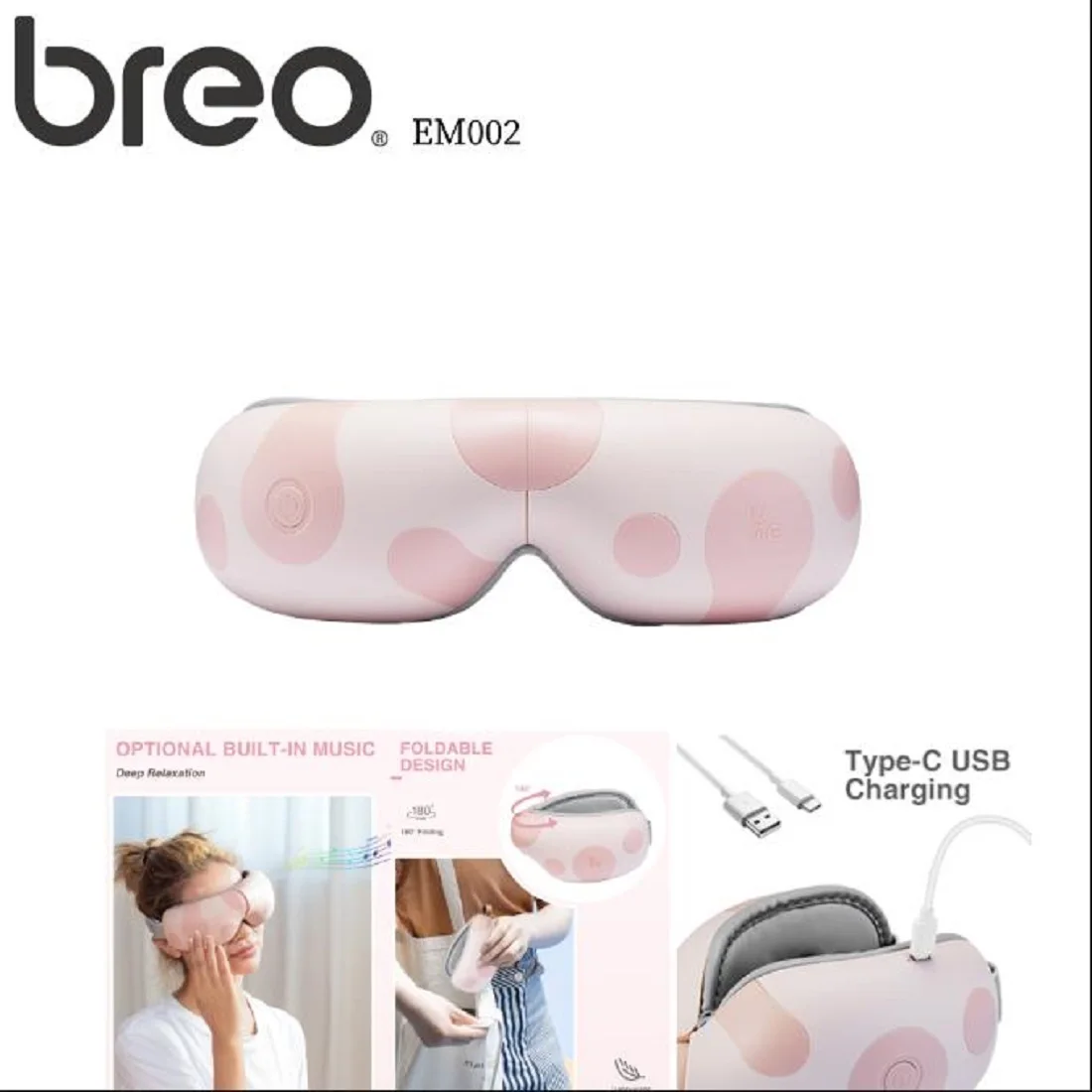 UME Eye Massager EM002 Hot Compress Eye Relaxer Eye Strain Reduce Intelligent Air Pressure Massage With Music Foldable Design nbsanminse air gripper wide design mhl2 smc type compress air cylinder double acting parallel style pneumatic gripper automation