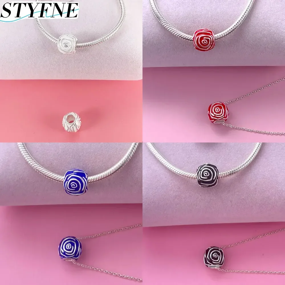 sterling 925 silver large white rose bloom series ring earrings necklace charm jewelry set for women original jewelry gift