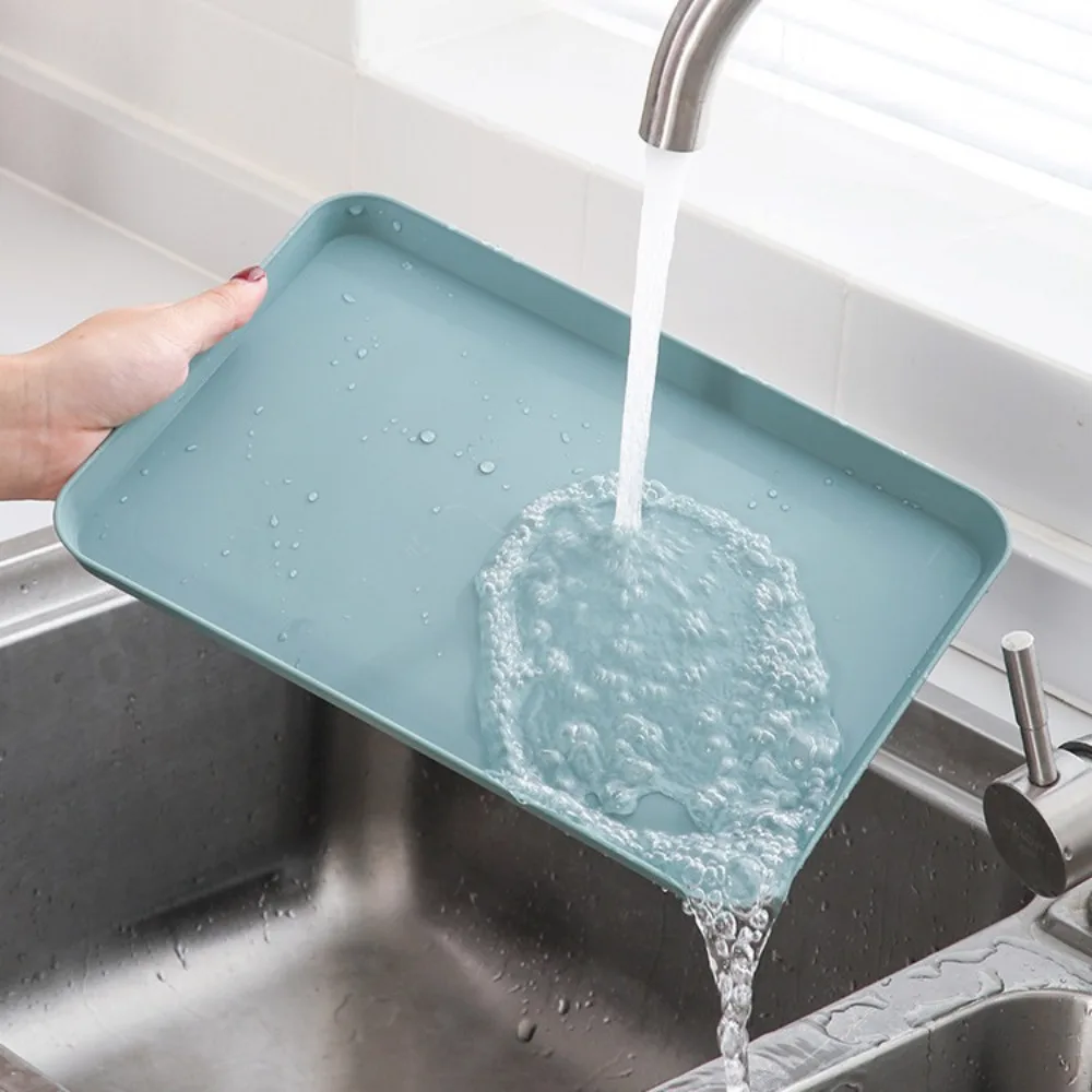 Restaurant Plastic Serving Tray Home Tea Fruit Dessert Tray Anti-Slip Resistant Food Cooking Storage Kitchen Organizer plastic serving tray