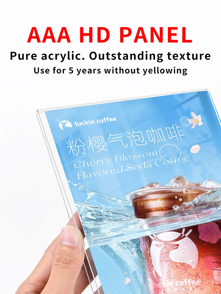 A4 Acrylic Panel Price Display Rack A5 Double-Sided Transparent Clothing Store Price Tag A6 Milk Tea Shop Desktop Price Display 2