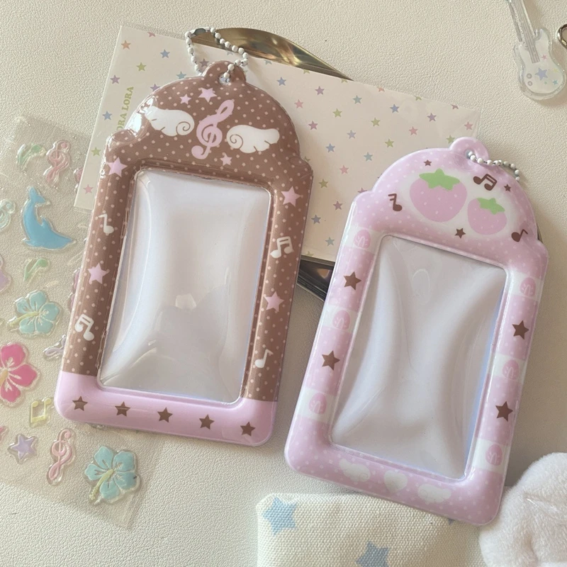 Charming Strawberry Pink Photocard Holder - Cute Protective Sleeve & Display Case