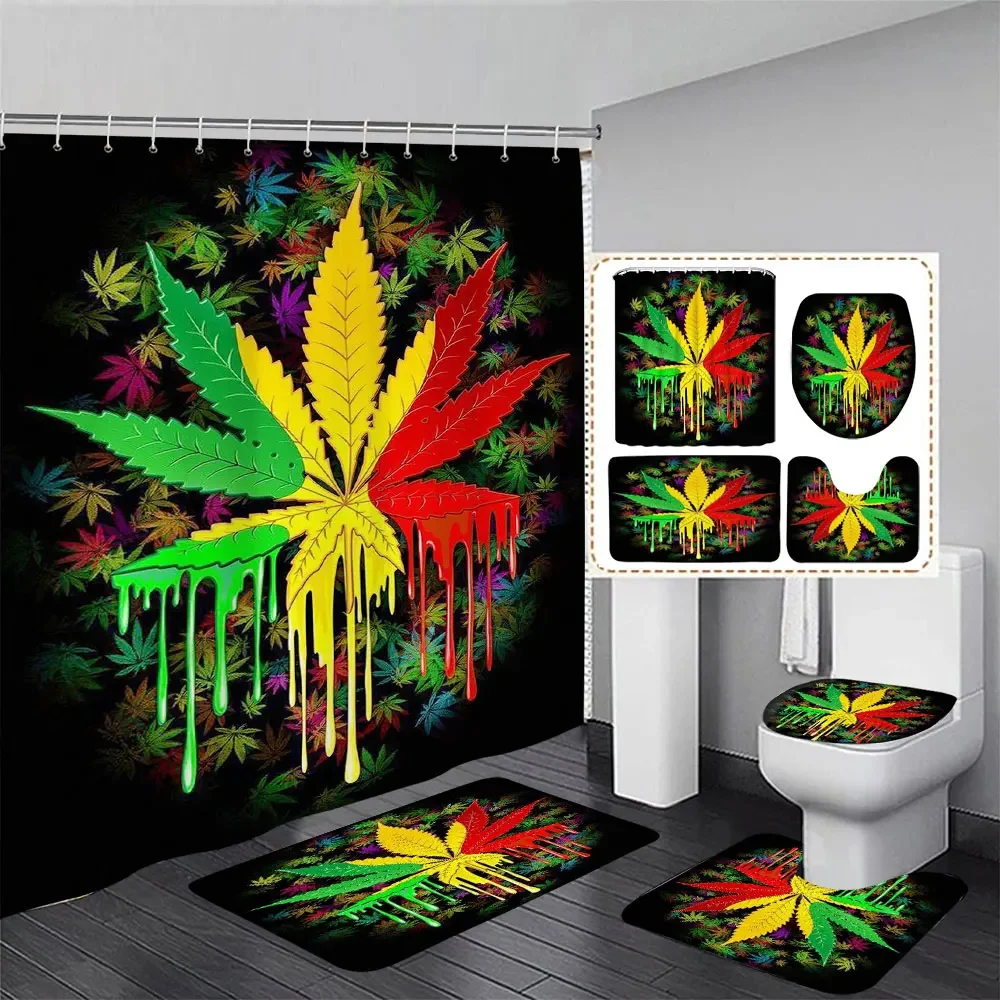 

Минималистичный персонализированный набор занавесок для ванной комнаты с красочными листьями, минималистичные художественные узоры, подвесная занавеска, декор для ванной комнаты