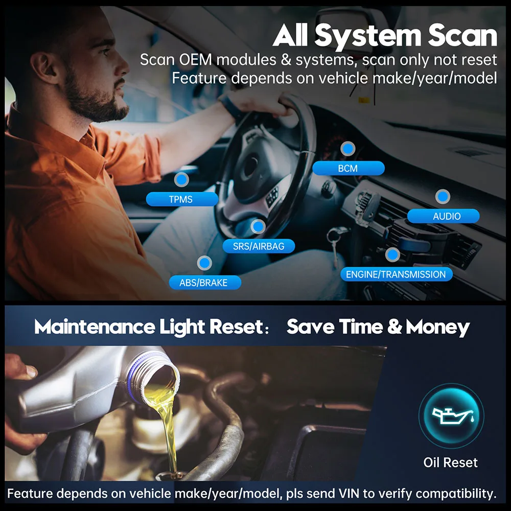 XTOOL AD20 PRO OBD2 Scanner Wireless BT Car Diagnostic Tool with All System Scan Code Reader Clear Oil Reset for iPhone Android 3