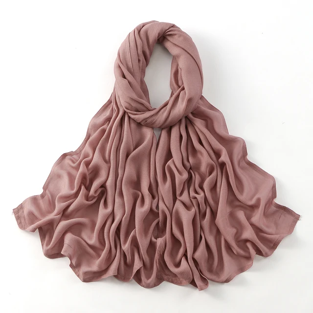 106455-a3c2ac.jpg 185*75 cm musulman Modal Hijab rayonne coton châles pour femmes mince plaine écharpe grande taille foulard islamique Turban bandeau
