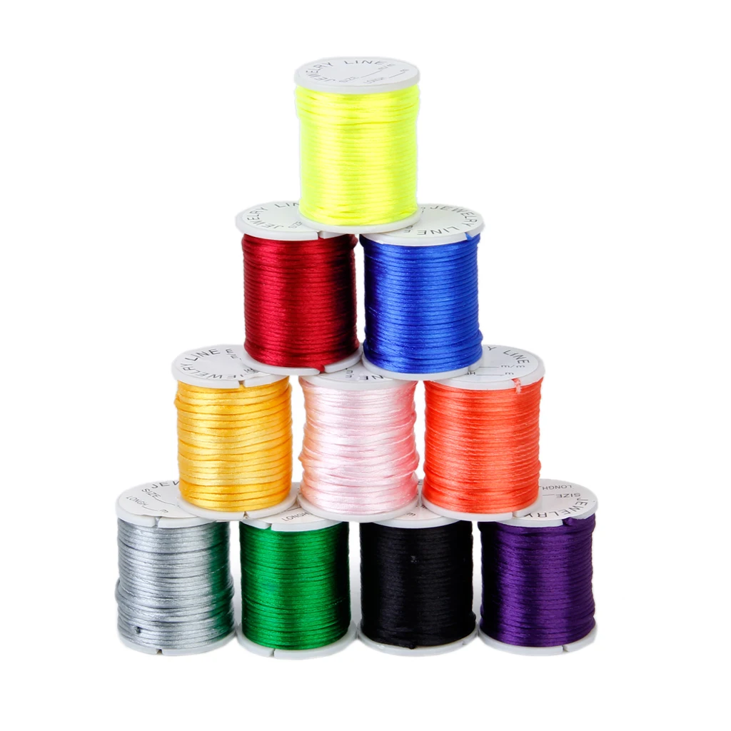 10 Colors Nylon Cord Kumihimo String Beading Jewelry Making 6/4m Colorful