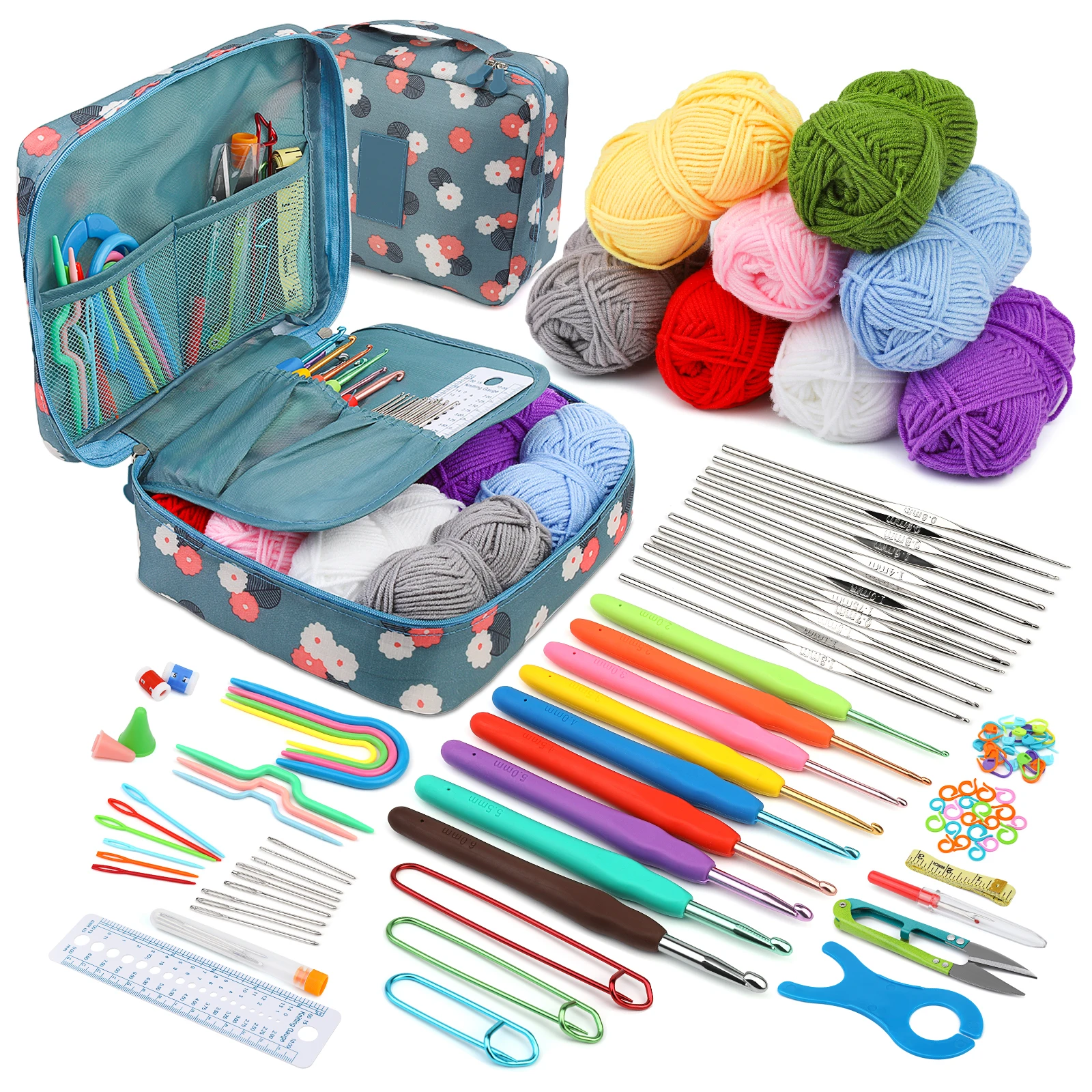 BUDDUR Crochet Knitting Kit With Crochet Needles And Cotton Thread For DIY Handmade Craft Working Professional Tools Set knitting needles crochet yarn crochet kit knitting supplies crochet needles knitting material weaving tools yarn holder knitting craft supplies knitting loom